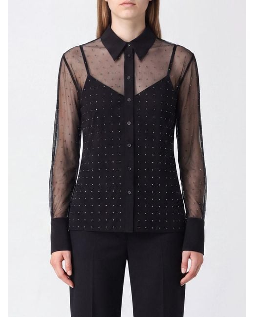 Liu Jo Blue Long-Sleeved Polyester Shirt With Applied Crystals