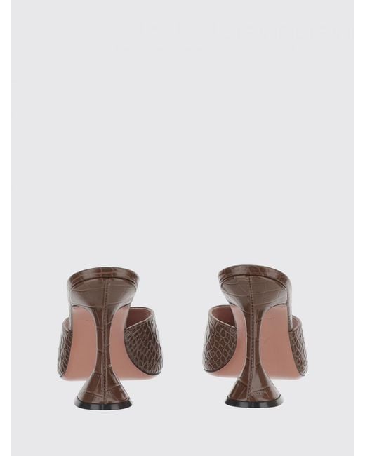 AMINA MUADDI Brown Lupita Croc-Print Leather Mules