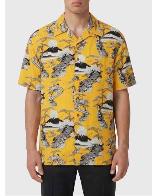 Mauna Kea Yellow Printed Viscose Casual Shirt for men