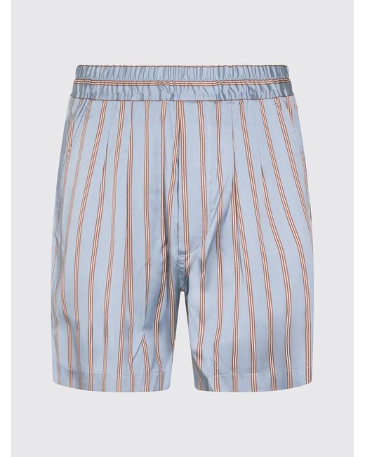 Tom Ford Blue Striped Silk Shorts for men