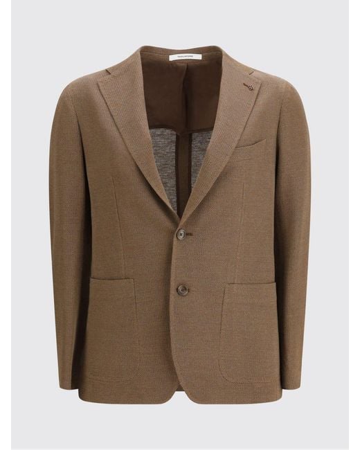 Tagliatore Brown Single-Breasted Linen And Cotton Blazer for men