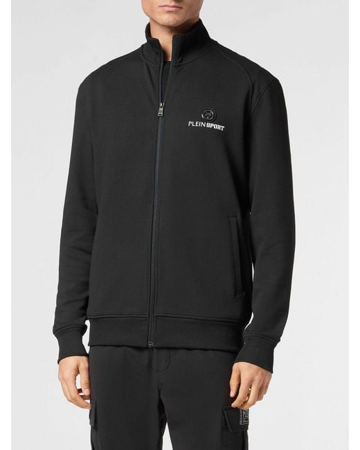 Philipp Plein Gray High Neck Zip-Up Jersey Track Jacket for men