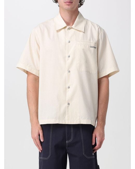 Carrera White Short-Sleeve Cotton Bowling Shirt With Patch Pocket for men