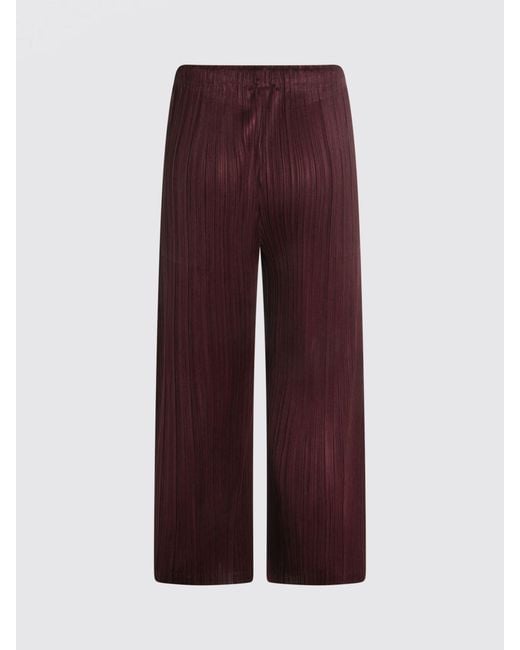 Pleats Please Issey Miyake Red Pleated Polyester Trousers