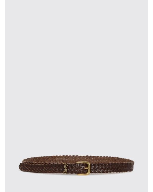 Saint Laurent White Cassandre Woven Leather Belt for men