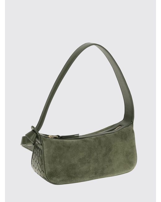 Bottega Veneta Green Small Nodo Intrecciato Suede Shoulder Bag