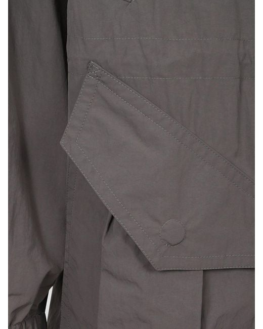 Dries Van Noten Gray Technical Fabric Parka With Drawstring Hood And Hem for men