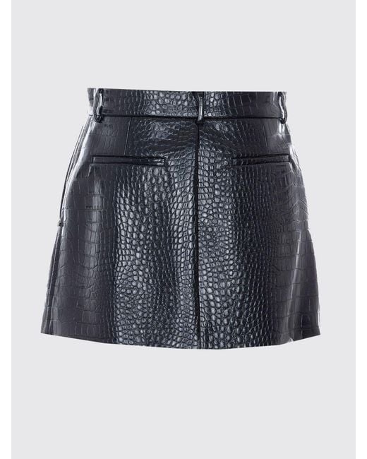 Sportmax Blue Crocodile Print Faux Leather Mini Skirt