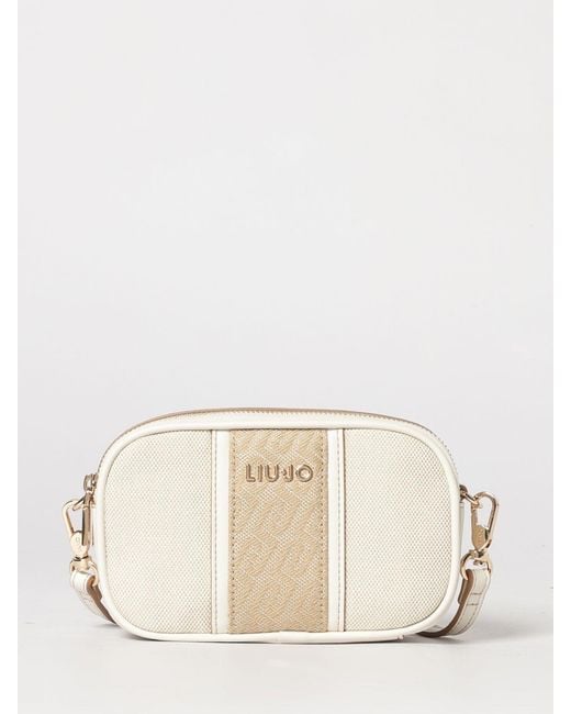 Liu Jo Natural Canvas And Denim Bag With Jacquard Logo