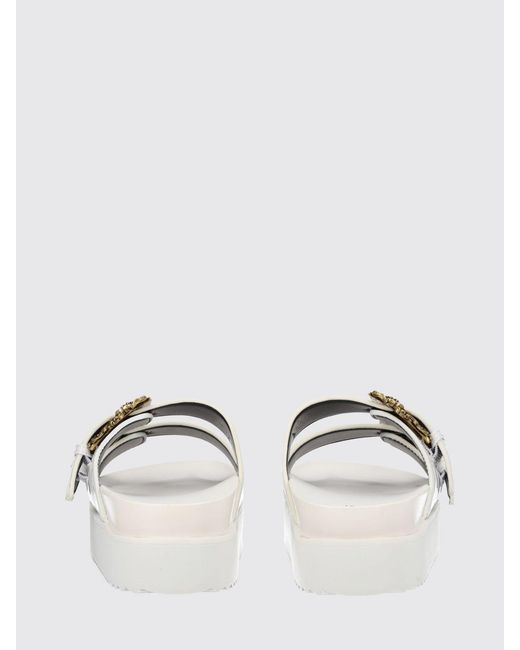 Versace Jeans Couture White Patent Leather Slippers