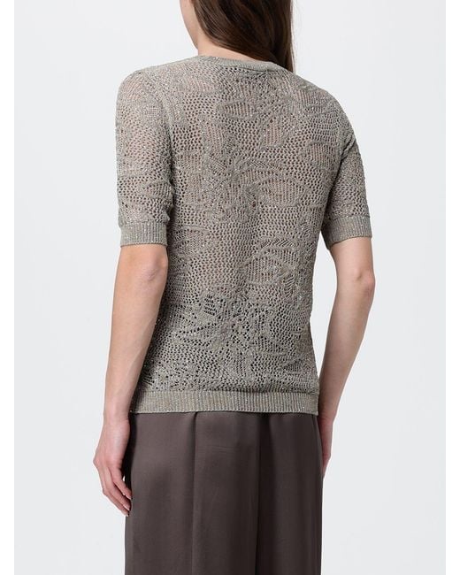 Fabiana Filippi Gray Floral Crew Neck Sweater