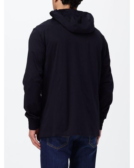 Kiton Blue Cotton Zip-Up Hoodie With Enameled Logo for men