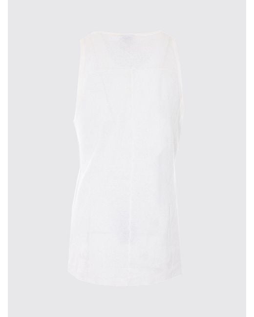 Thom Krom White Basic Cotton And Linen Tank Top for men