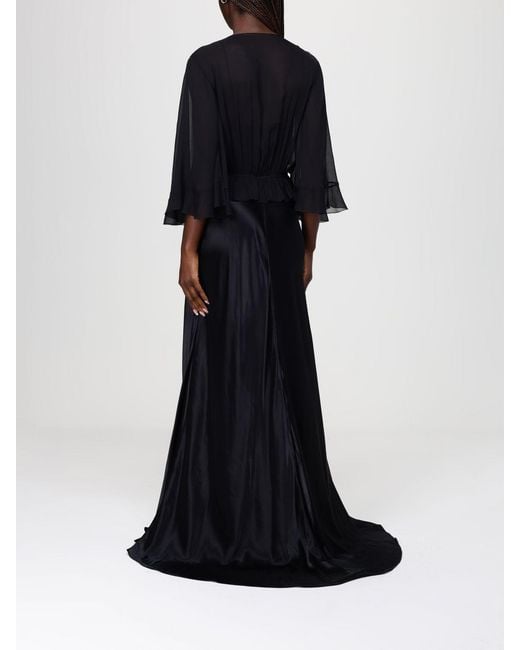 Alberta Ferretti Black Long Satin Dress