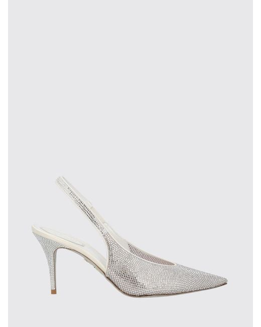 Rene Caovilla White Jinny High-Heeled Slingbacks With Applied Crystals