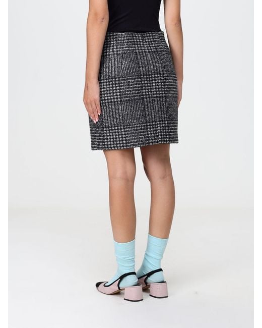 N°21 Blue High-Waisted Check Tweed Mini Pencil Skirt With Patch Pockets