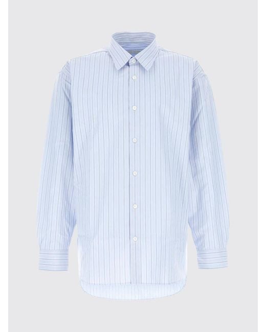 Dries Van Noten Blue Striped Cotton Shirt for men