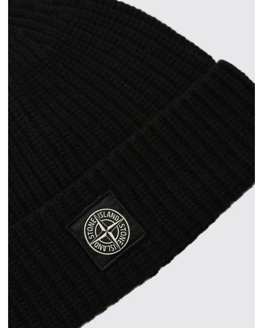Stone Island Black Hat for men