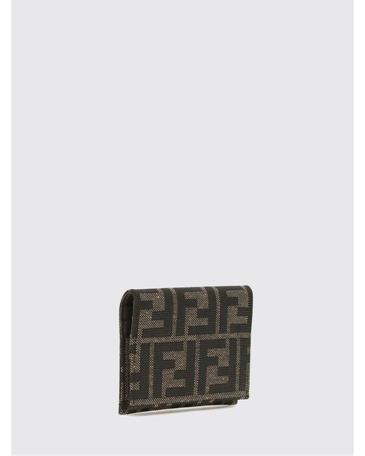 Tarjetero Bifold En Tejido Jacquard Con Monograma Ff Fendi de color Gray