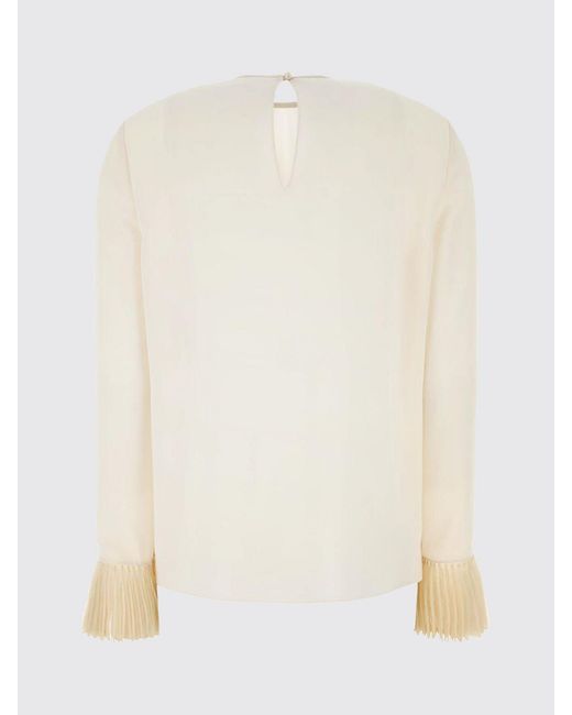 Valentino Garavani Natural Pure Silk Blouse With Long Flared-Cuff Sleeves
