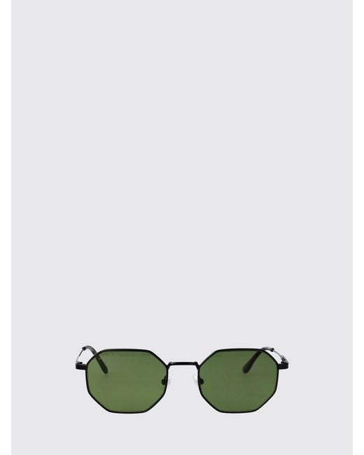 Lacoste Green Metal Aviator Sunglasses With Monogram And Adjustable Nose Pads for men