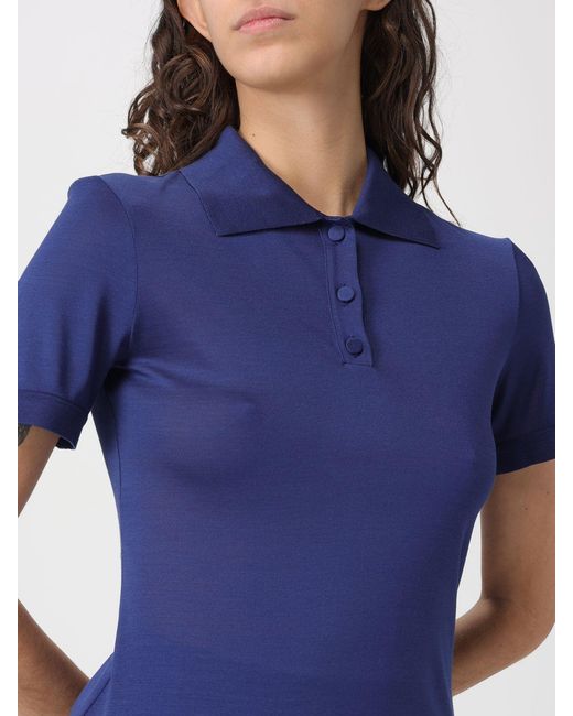 Max Mara Blue Silk Polo Shirt