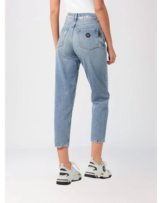Philipp Plein Blue Cropped Fit Jeans