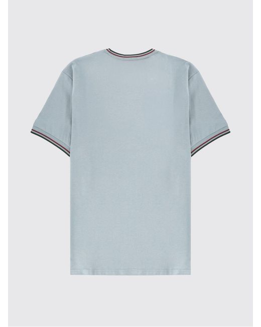 Fred Perry Blue Cotton T-Shirt With Logo for men