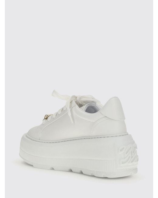 Casadei White Nexus Leather Wedge Sneakers