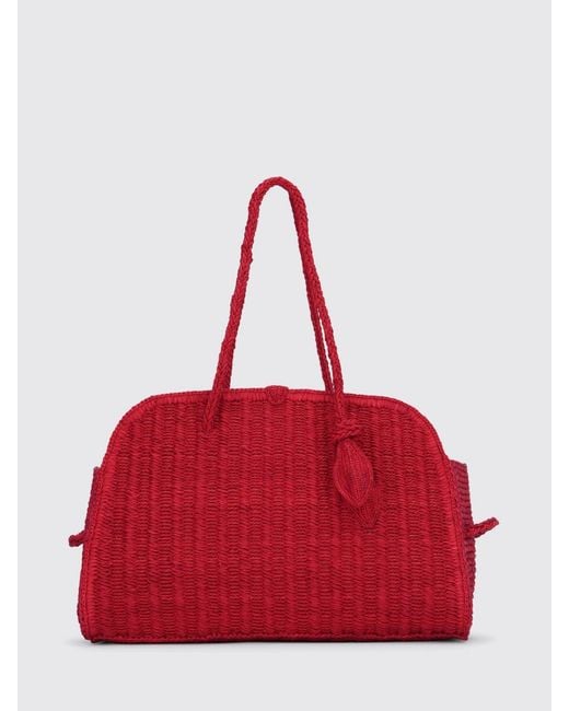 Jacquemus Red Le Turismo Woven Raffia Bag
