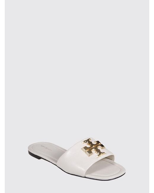 Tory Burch White Eleanor Leather Mules