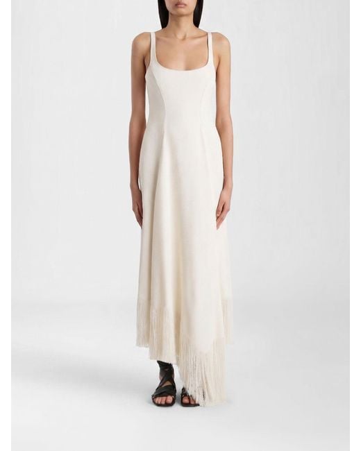 Khaite White Vivian Asymmetric Viscose And Silk Dress