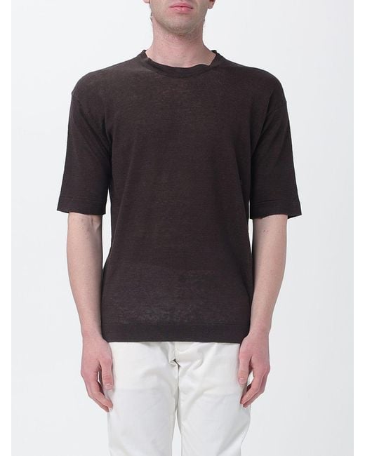 Kangra Black Linen Crew Neck Knitwear for men