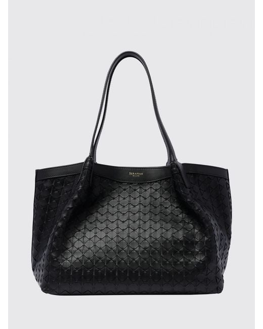 Serapian Black Secret Woven Leather Bag