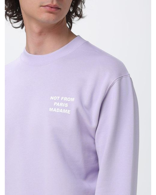 Drole de Monsieur Purple Cotton Crewneck Sweatshirt With Slogan for men