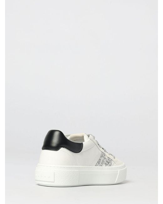 Hogan White Crosswind Glitter Leather Sneakers