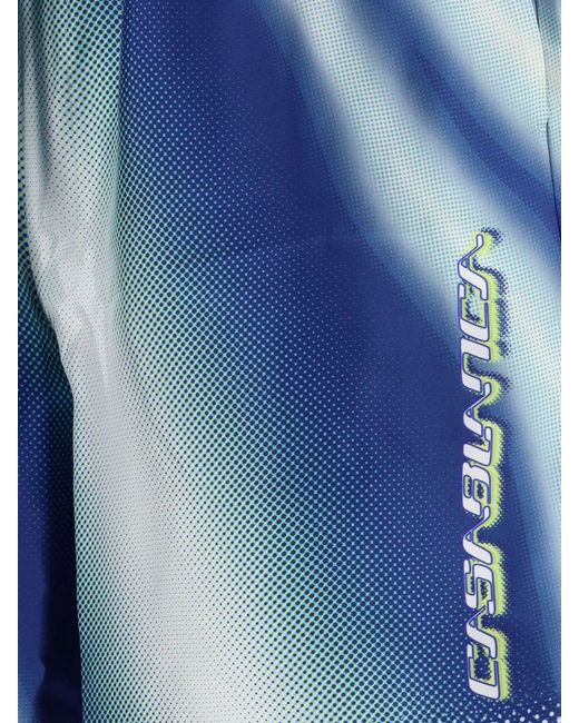 Casablanca Blue Abstract Print Silk Twill Jogging Shorts for men