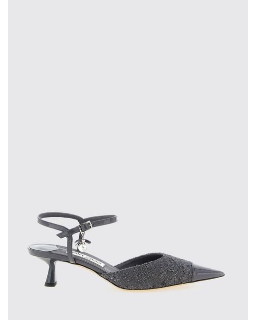 Jimmy Choo White Aren Tweed And Patent Leather Slingback
