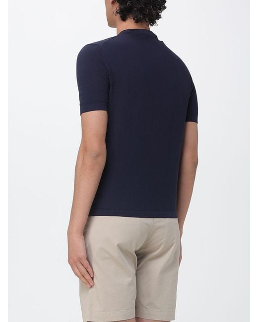 Brooksfield Blue Cotton Crew Neck Sweater for men