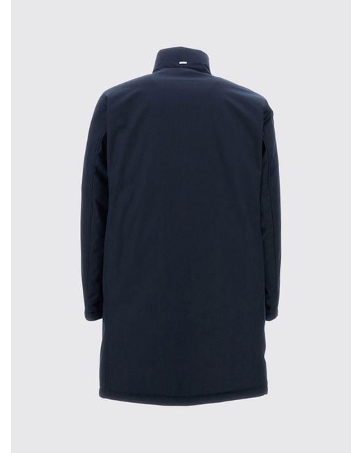 Herno Blue Double-Layer Down-Padded Single-Breasted Coat for men