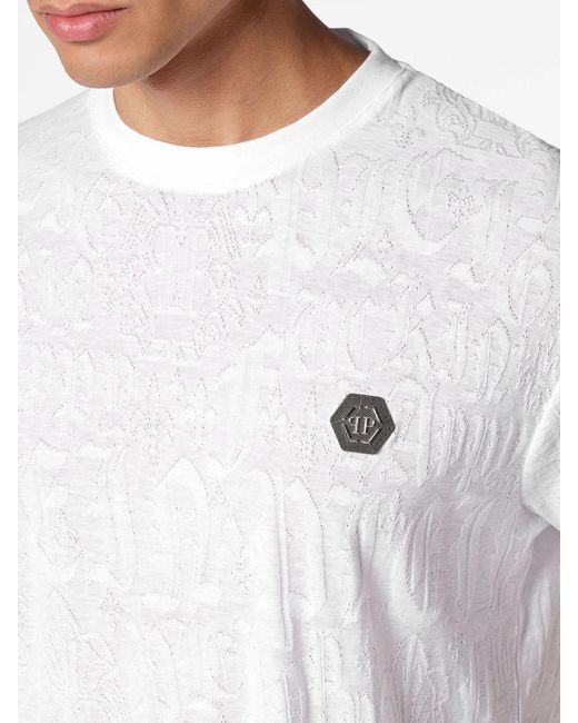 Philipp Plein White Cotton T-Shirt With Pp Monogram for men
