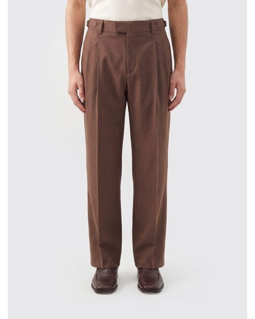 Drole de Monsieur Brown Wide-Leg Wool-Blend Tailored Trousers for men