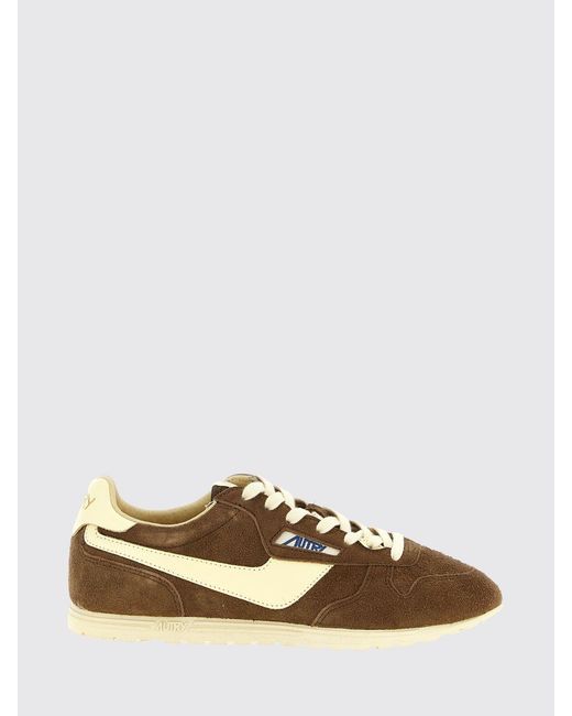Autry Brown Windspin Low Top Leather And Nylon Sneakers With Suede Inserts for men