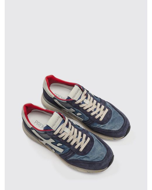 Premiata Blue Mick Suede And Nylon Sneakers for men