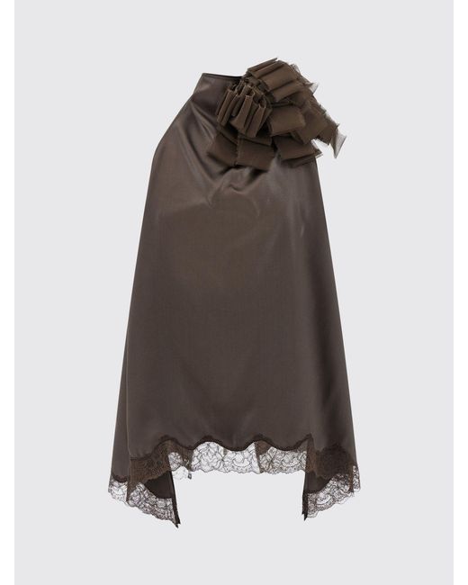 Magda Butrym Brown Silk Top With Bow