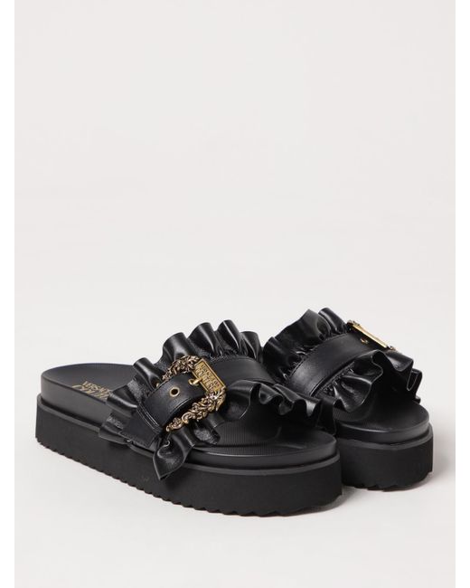 Versace Jeans Couture Black Flat Sandals