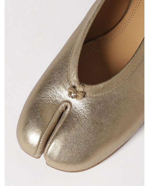 Maison Margiela Natural Laminated Leather Tabi Ballerina Shoes