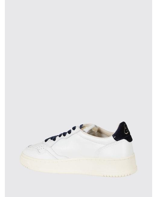 Autry White Dallas Low Calfskin Trainers With Python-Effect Inserts
