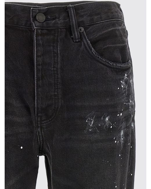 Purple Black Knee Slit Paint Denim Jeans for men