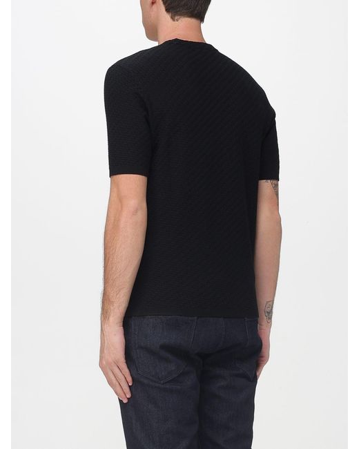 Emporio Armani Black Viscose Blend Crewneck Sweater for men